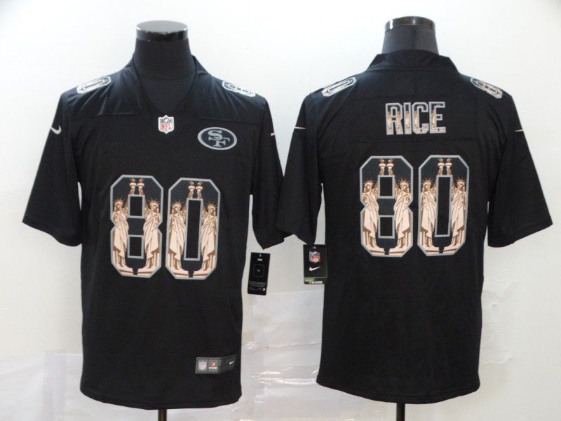 Men San Francisco 49ers #80 Rice Black Goddess fashion Edition Nike NFL Jerseys->san francisco 49ers->NFL Jersey